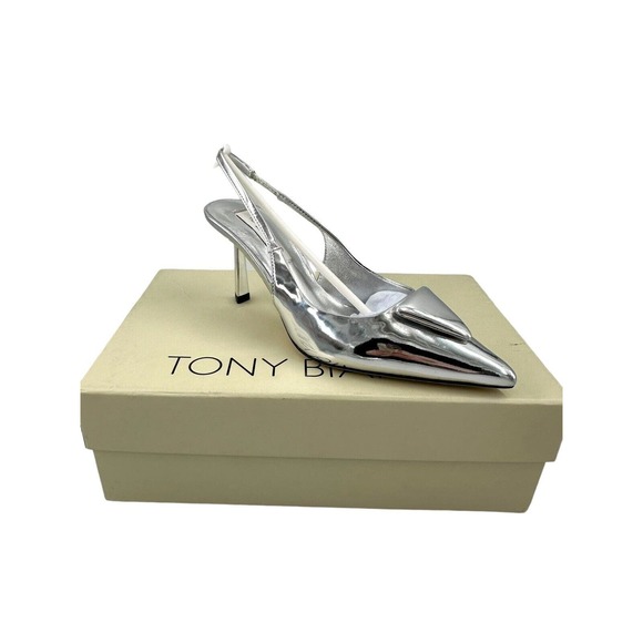 Tony Bianco Bertie Slingback Pump in Silver Shine Sz 5 New - Picture 4 of 12